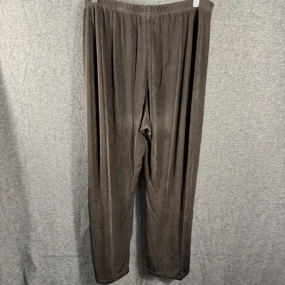 Chico's Travelers Pants SZ 4 or XXL Chocolate Brown Slinky Elastic Waist No Iron